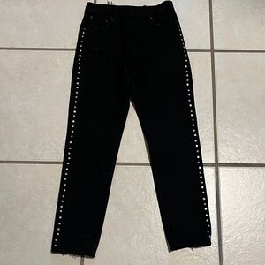 The Kooples Black Stud-Trim Ankle Jeans